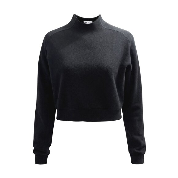 Zyia Active Tops - Zyia Active M Black Cropped Mock Neck Sweatshirt Pullover Athleisure Minimalist